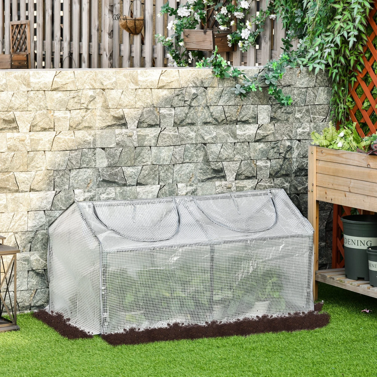 Outsunny Mini Greenhouse With 2 Windows, Plant Flower Herbs Growing, PE, 120 X 61 X 61cm 2 Outsunny Mini Greenhouse With 2 Windows, Plant Flower Herbs Growing, PE, 120 X 61 X 61cm - Image 2