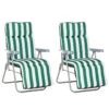 Outsunny Set Of 2 Garden Patio Outdoor Sun Recliners Loungers Folding Foldable Multi Position Relaxers Chairs With Cushions Fire Retardant Sponge (Green White)