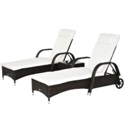 Outsunny Rattan Lounger Set With Side Table - Brown -OUTSUNNY Store ECOd4d17eecc29e8c jpg