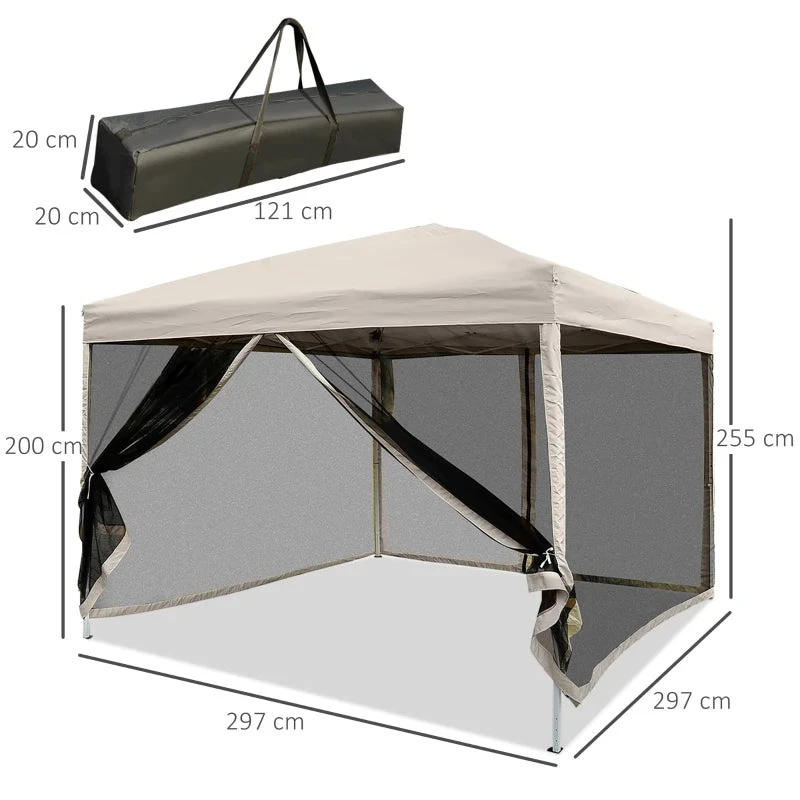 Outsunny 3 X 3(m) Pop Up Gazebo Beige 2 Outsunny 3 X 3(m) Pop Up Gazebo Beige - Image 2