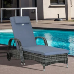 Outsunny Rattan Sun Lounger W/ Cushion - Grey 16 Outsunny Rattan Sun Lounger W/ Cushion - Grey -OUTSUNNY Store EoW90f18827c53c57 jpg