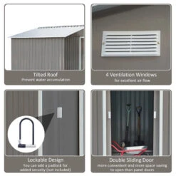 Outsunny Storage Shed In Galvanised Steel With Sliding Door 9ft X 6ft - Grey -OUTSUNNY Store ErS88c188d39dfd56 jpg