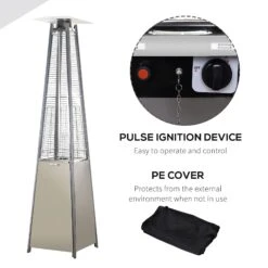 Outsunny Stainless Steel Outdoor Garden Pyramid Patio Heater With Wheels And Rain Cover - Silver -OUTSUNNY Store F3p75617edc655522 2f15561f 293a 4694 8f97 d92153ec6765