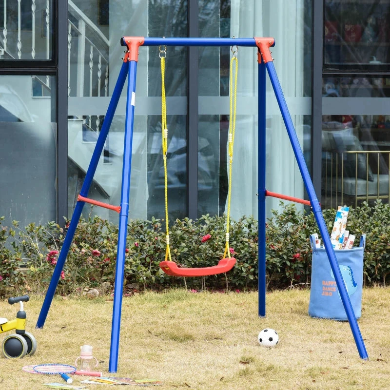 Outsunny Metal Children's Garden Swing 3-8 Years Old Blue 10 Outsunny Metal Children's Garden Swing 3-8 Years Old Blue - Image 10