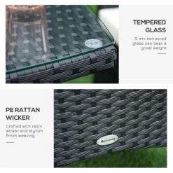 Outsunny-3 Piece Rattan Bistro Set - Black -OUTSUNNY Store F6H88c17eecc2a467