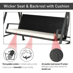 Outsunny Rattan Garden Swing Chair 3-Seater Black 15 Outsunny Rattan Garden Swing Chair 3-Seater Black -OUTSUNNY Store F7l88c17eecc29c57 jpg