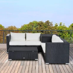 Outsunny Rattan Corner Sofa Set - Black -OUTSUNNY Store Fbe6ff17eecc28ae5 jpg