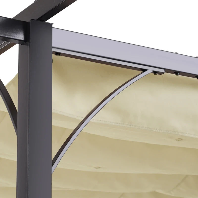 Outsunny Outdoor Metal Pergola With Retractable Awning Canopy 3x3m - Beige 7 Outsunny Outdoor Metal Pergola With Retractable Awning Canopy 3x3m - Beige - Image 7