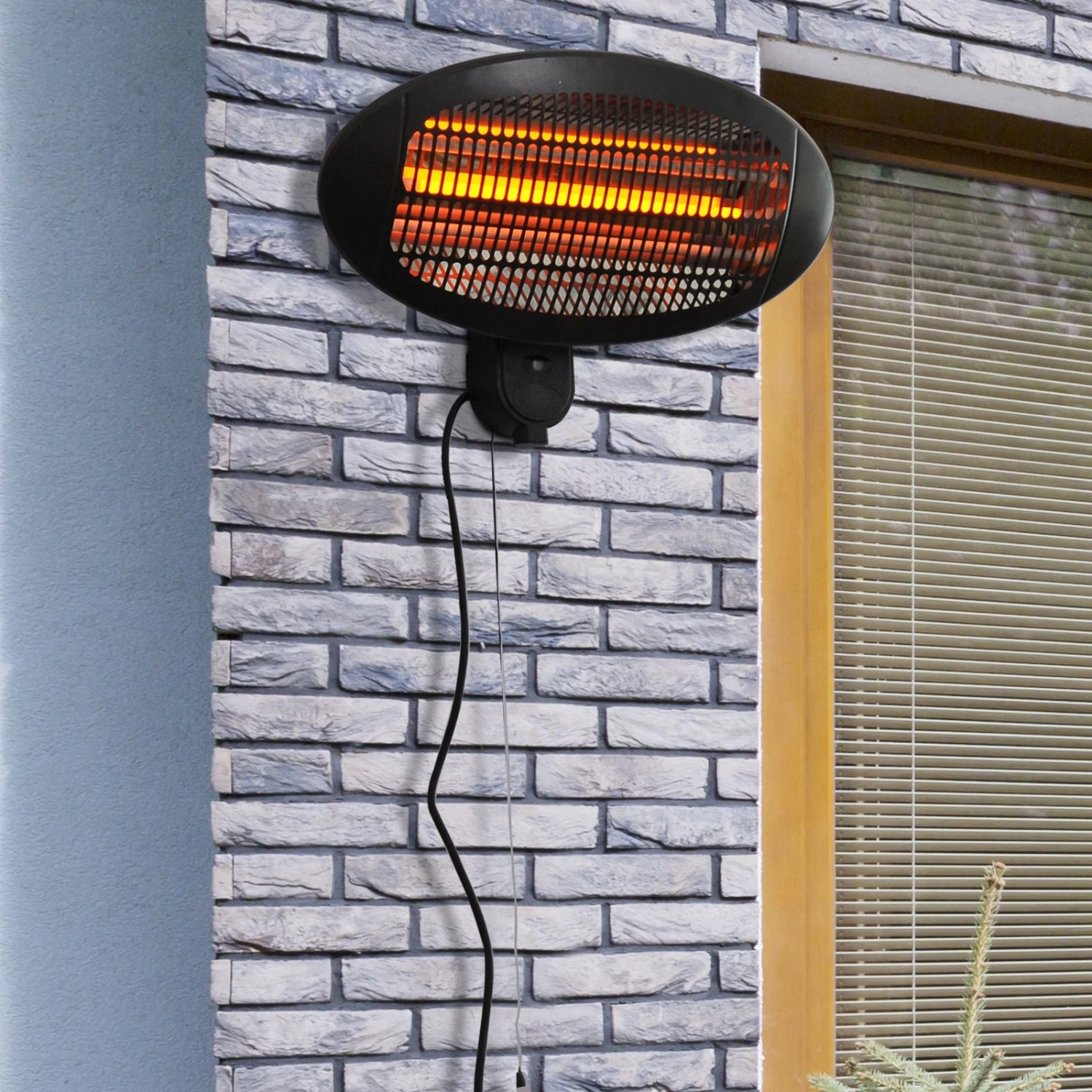 Outsunny Wall Mount Electric Infrared Patio Heater 220V-240V Black 2 Outsunny Wall Mount Electric Infrared Patio Heater 220V-240V Black - Image 2