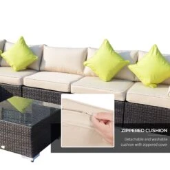Outsunny 8 Pieces PE Rattan Corner Sofa Set With Thick Cushions, Aluminium Outdoor Rattan Garden Furniture Set With Glass Top Table, No Assembly Required, Mixed Brown -OUTSUNNY Store FlI88c17eecc28cf4 e29f2f9a a43d 4fb8 ae7c b7a4b31c61b5