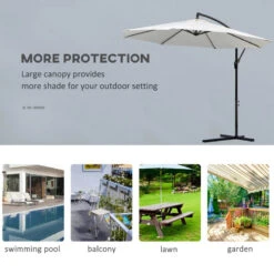 Outsunny Banana Parasol 3m - Cream White -OUTSUNNY Store Fnn7561816f771b34 jpg