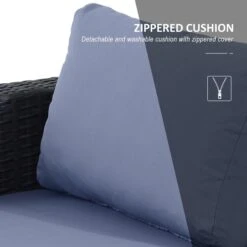 Outsunny 9-Seater Garden Rattan Furniture 10 Pcs Rattan Corner Dining Sofa Set, Grey/Dusty Blue Cushion -OUTSUNNY Store GAvb1017eecc28a4b