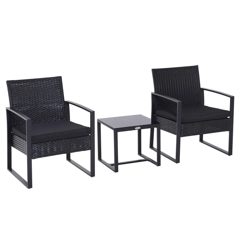 Outsunny Rattan Bistro Set - Black 1 Outsunny Rattan Bistro Set - Black