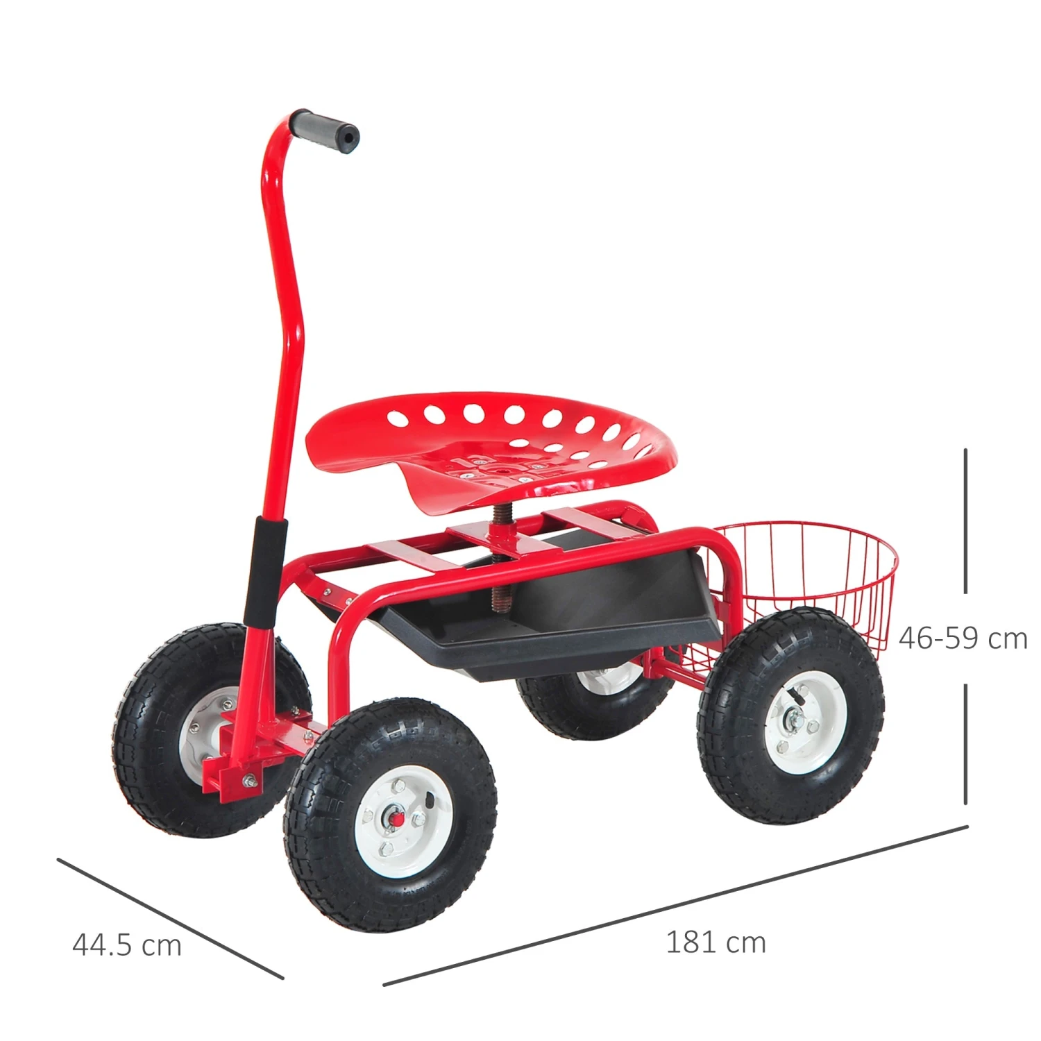 Outsunny Gardening Planting Rolling Cart Red 3 Outsunny Gardening Planting Rolling Cart Red - Image 3