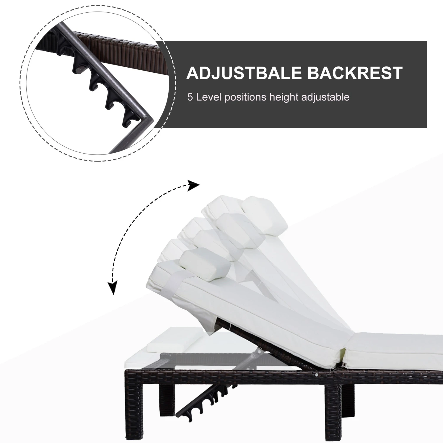 Outsunny Single Lounge Chair - Brown & Cream 4 Outsunny Single Lounge Chair - Brown & Cream - Image 4