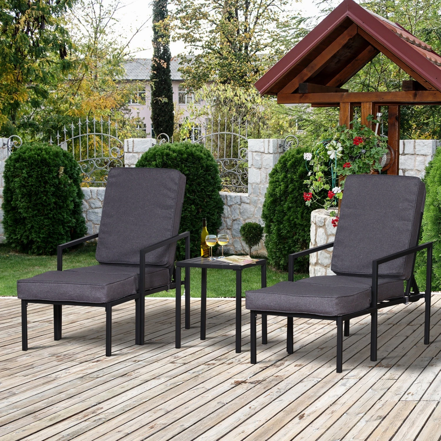 Outsunny Lounge Chair Set - 2 Outsunny Lounge Chair Set - - Image 2