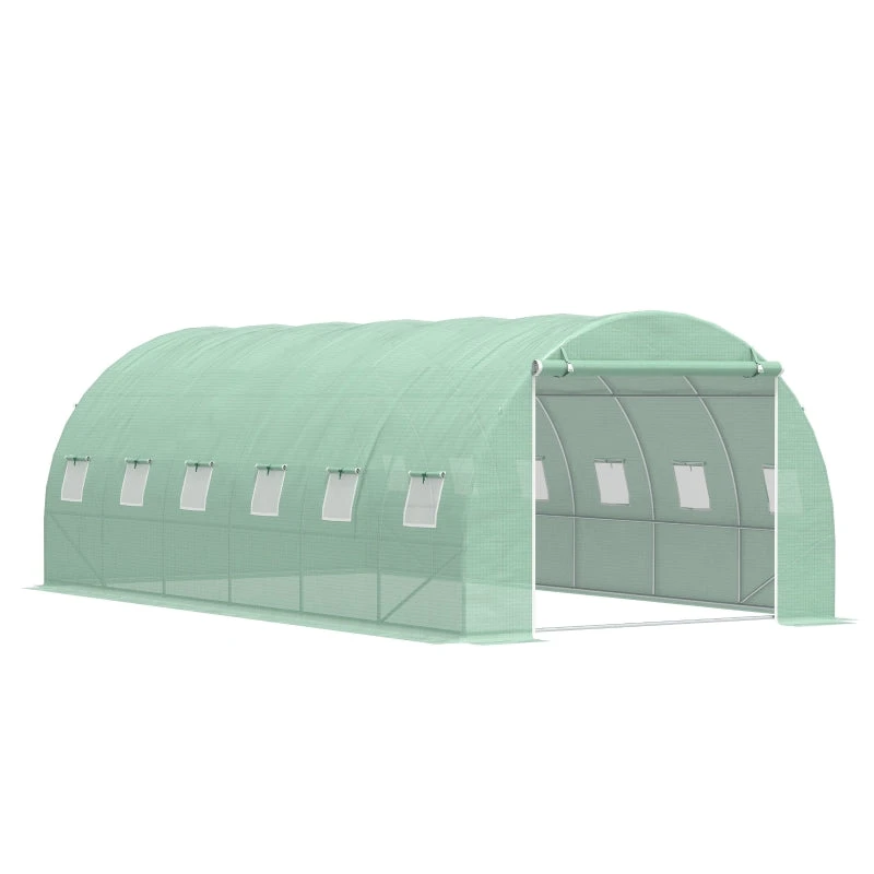 Outsunny Galvanised Steel Walk-in Greenhouse 6 X 3M Green 1 Outsunny Galvanised Steel Walk-in Greenhouse 6 X 3M Green