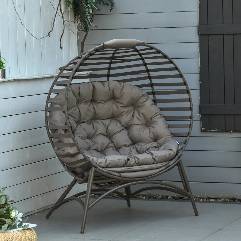 Outsunny Standing Egg Chair With Cushion - Brown 2 Outsunny Standing Egg Chair With Cushion - Brown - Image 2