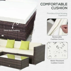 Outsunny Rattan Sofa Set With Chez Lounge And Coffee Table - Brown -OUTSUNNY Store ILk88c1863a7161ae jpg