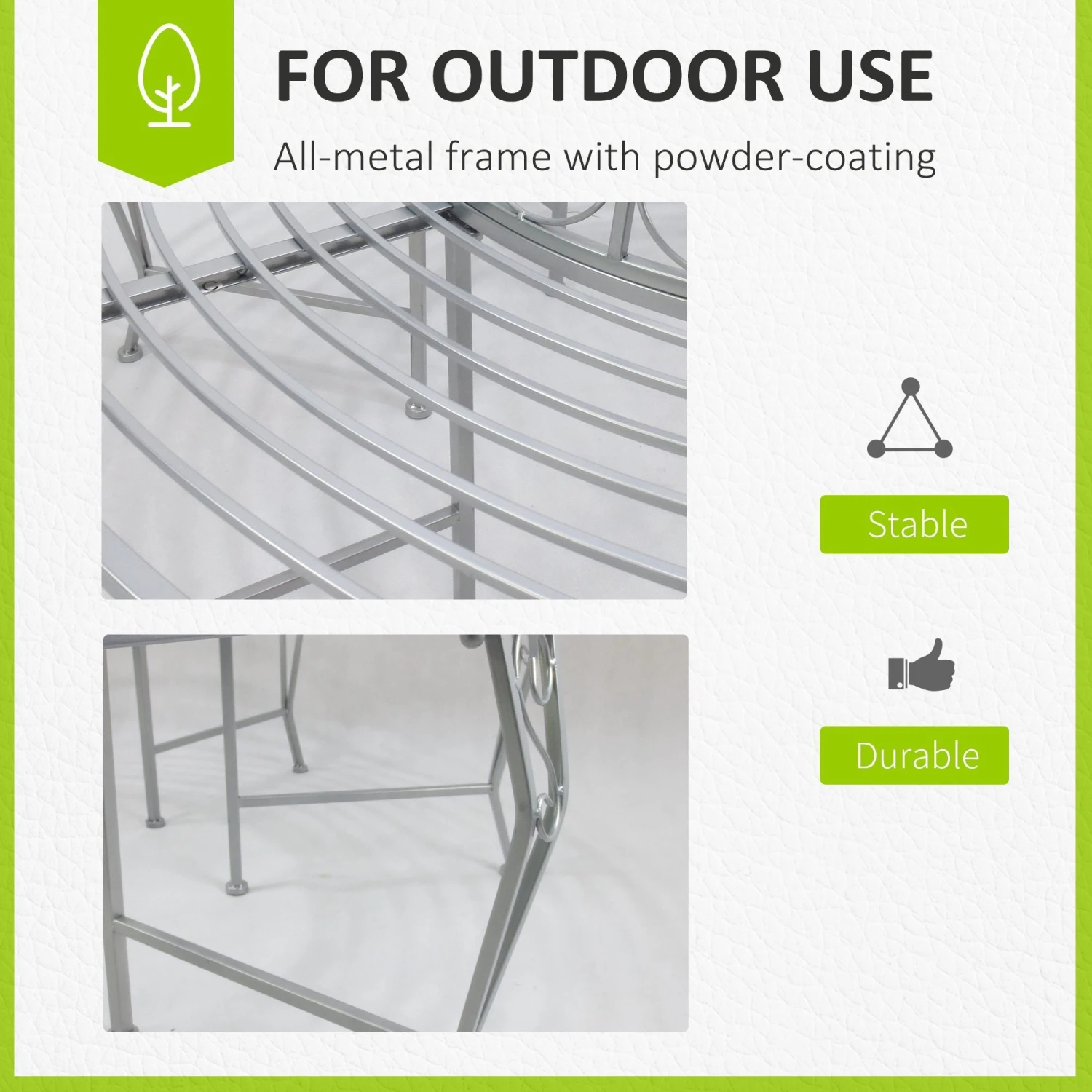 Outsunny Garden Tree Bench Seat - Silver 5 Outsunny Garden Tree Bench Seat - Silver - Image 5