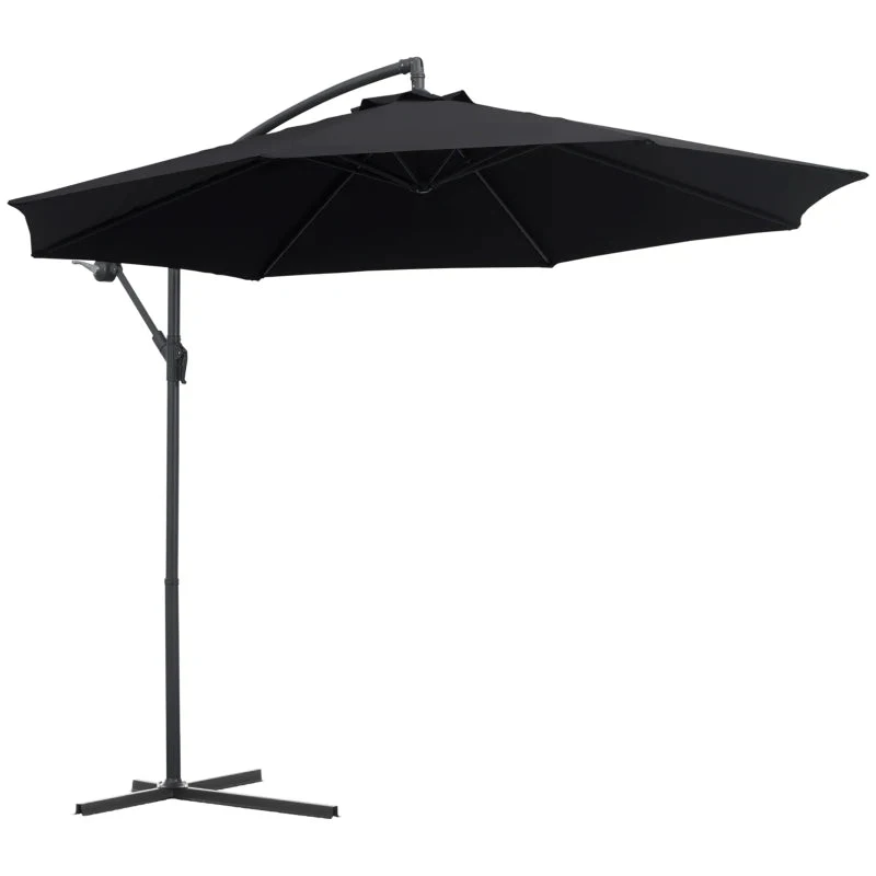 Outsunny Cantilever Banana Parasol 3m - Black 12 Outsunny Cantilever Banana Parasol 3m - Black - Image 12