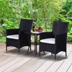 Outsunny-3 Piece Rattan Bistro Set - Black -OUTSUNNY Store Ijz90f17eecc2a467