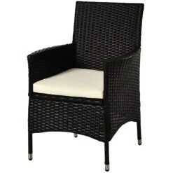 Outsunny Rattan Dining Chair Set - Dark Coffee -OUTSUNNY Store IuLd4d17eecc2a175
