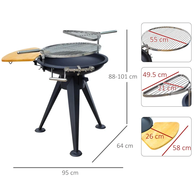 Outsunny Outdoor BBQ With Double Grill And Cutting Board 4 Outsunny Outdoor BBQ With Double Grill And Cutting Board - Image 4