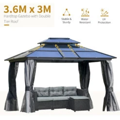Outsunny Hardtop Gazebo 3x3.6m - Grey -OUTSUNNY Store JIfa091811dea717a jpg