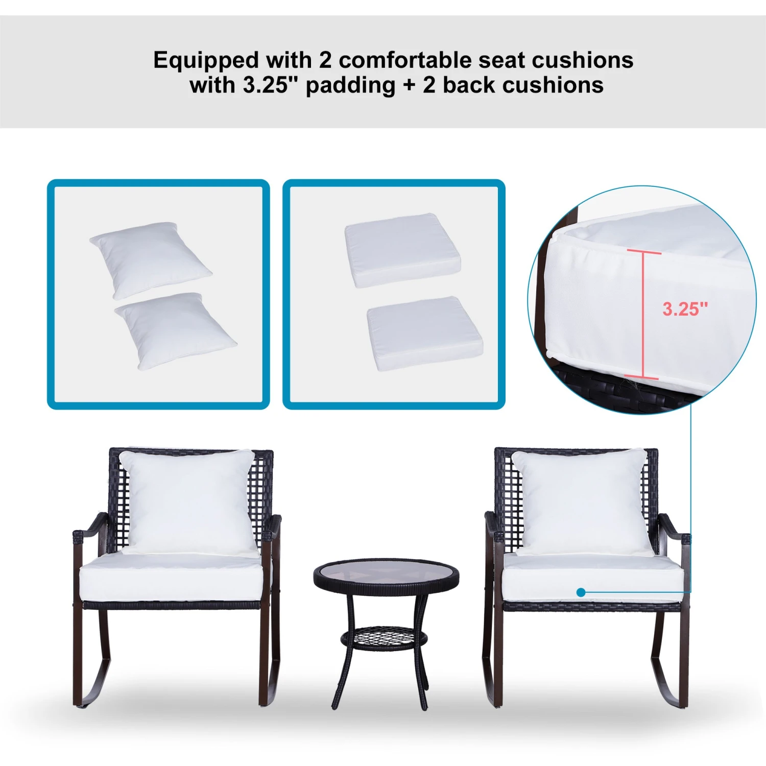 Outsunny-Rattan Rocking Chair Set 6 Outsunny-Rattan Rocking Chair Set - Image 6