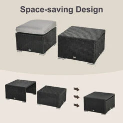 Outsunny Rattan 8pc Sofa Set - Black -OUTSUNNY Store Ka0916181240c902f jpg