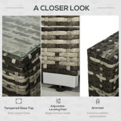 Outsunny Rattan Sofa Set With Chez Lounge And Coffee Table - Grey -OUTSUNNY Store KdUb101863a96da0b jpg