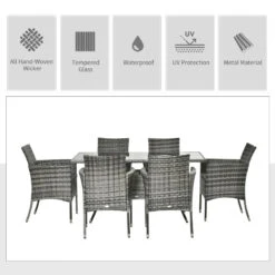 Outsunny 7pc Rattan Garden Furniture Dining Set Wicker Patio Conservatory Seater -OUTSUNNY Store KyXa0917eecc2921c jpg
