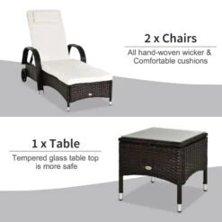 Outsunny Rattan Lounger Set With Side Table - Brown -OUTSUNNY Store L0qa0917eecc29e8c jpg