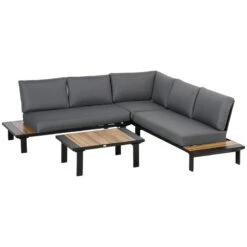 Outsunny Garden Corner Sofa With Table And Side Tables - Black -OUTSUNNY Store L3Fdaa1802aec7bdd jpg