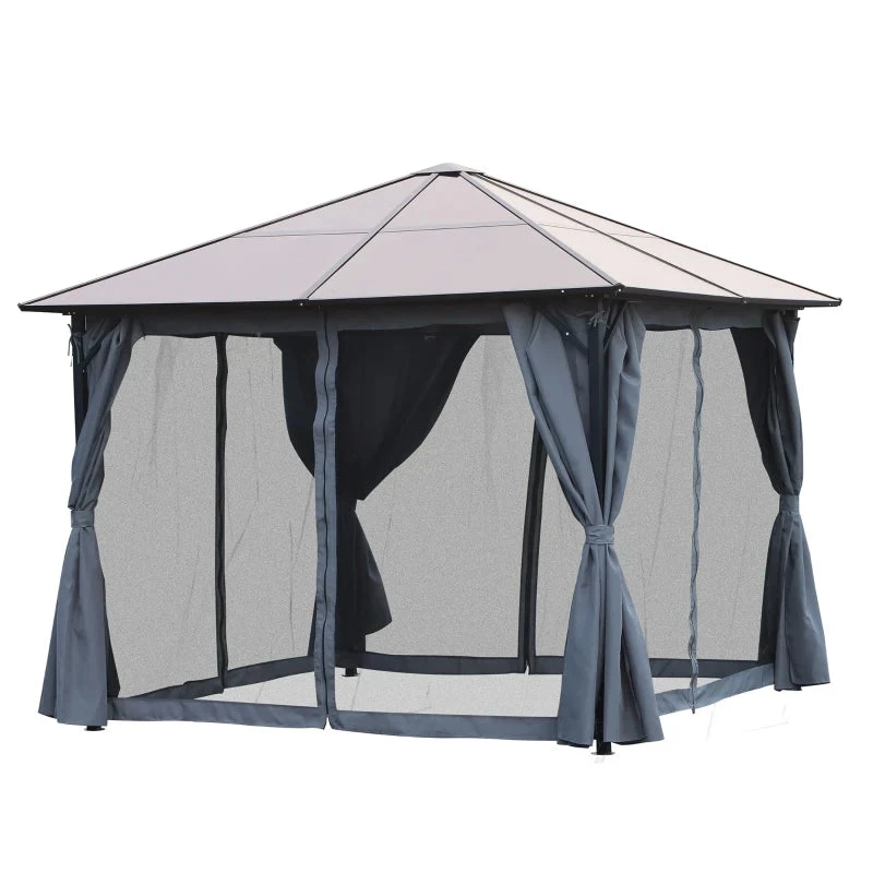 Outsunny Hardtop Gazebo With Aluminium Frame And Curtains 3 X 3m - Black 11 Outsunny Hardtop Gazebo With Aluminium Frame And Curtains 3 X 3m - Black - Image 11