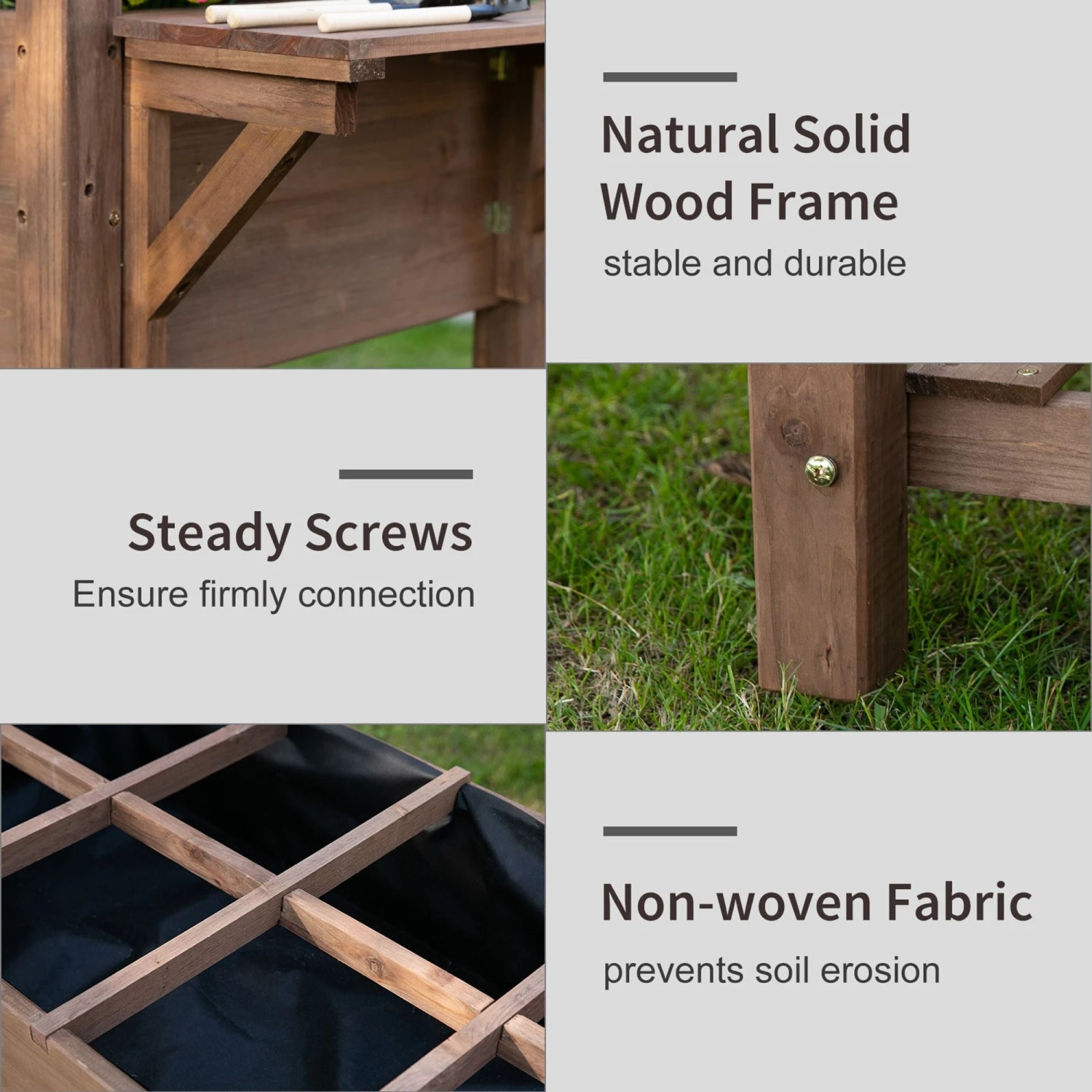 Outsunny Wooden Raised Garden Plant Stand Tall Flower Bed With Shelf 123 X 54 X 74cm 6 Outsunny Wooden Raised Garden Plant Stand Tall Flower Bed With Shelf 123 X 54 X 74cm - Image 6