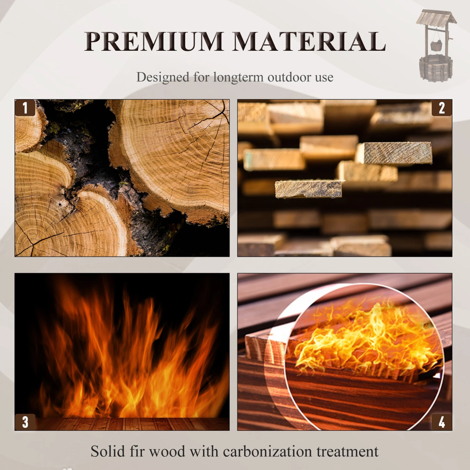 Outsunny Wooden Well 5 Outsunny Wooden Well - Image 5