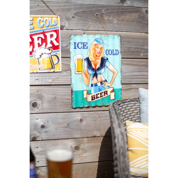 La Hacienda Wall Art - Corrugated Ice Cold Beer Metal Sign 2 La Hacienda Wall Art - Corrugated Ice Cold Beer Metal Sign - Image 2