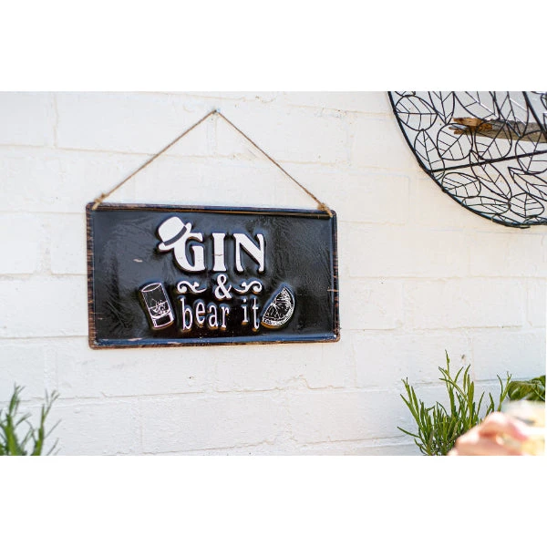 La Hacienda Wall Art - Gin & Bear It Metal Sign 2 La Hacienda Wall Art - Gin & Bear It Metal Sign - Image 2