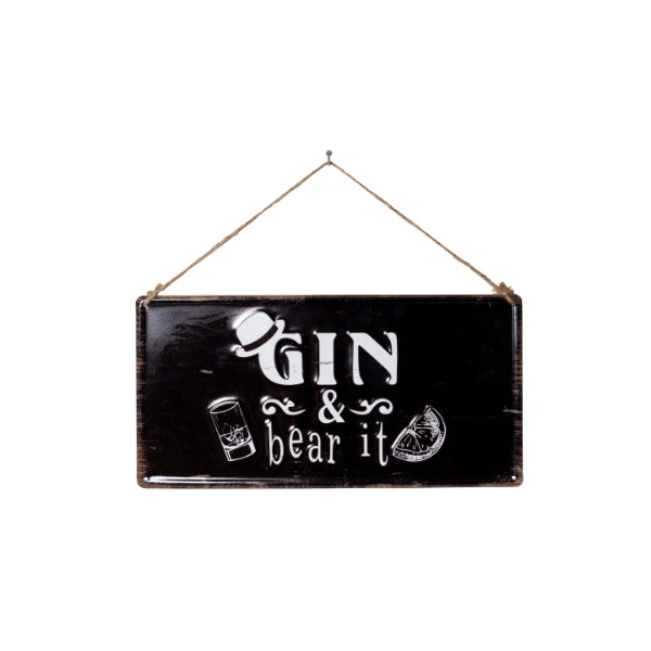 La Hacienda Wall Art - Gin & Bear It Metal Sign 1 La Hacienda Wall Art - Gin & Bear It Metal Sign
