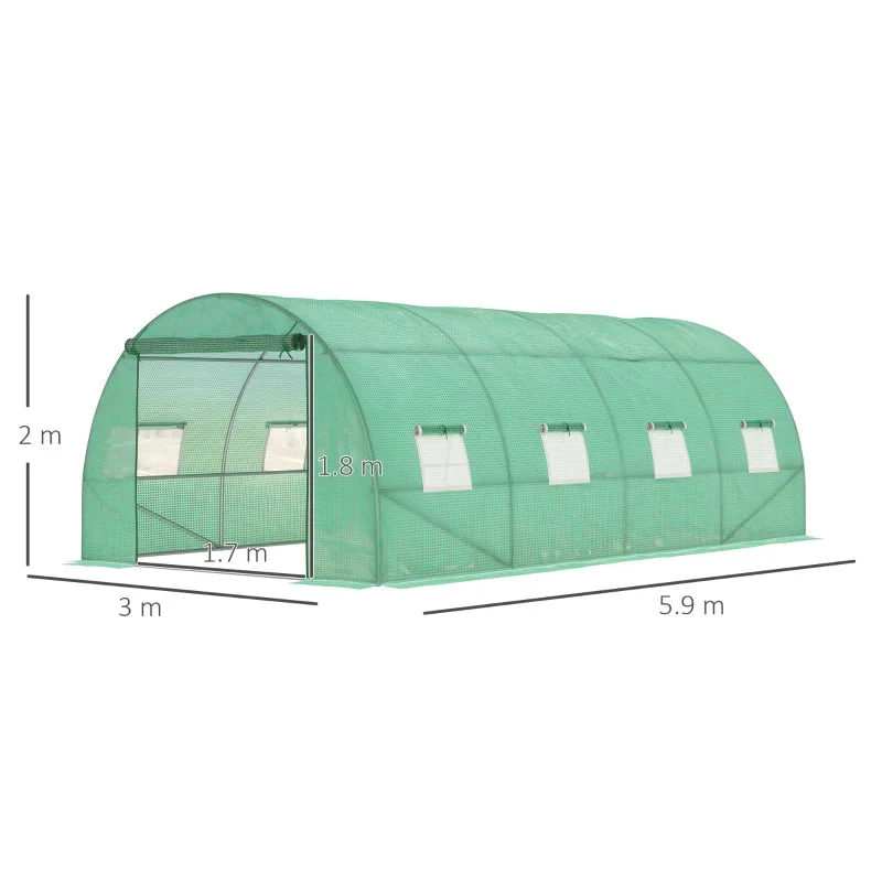 Outsunny Greenhouse Tunnel 6 X 3 M - Green 3 Outsunny Greenhouse Tunnel 6 X 3 M - Green - Image 3