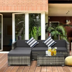 Outsunny Rattan Sofa Set With Chez Lounge And Coffee Table - Grey -OUTSUNNY Store M1I6ff1863a96e66d jpg