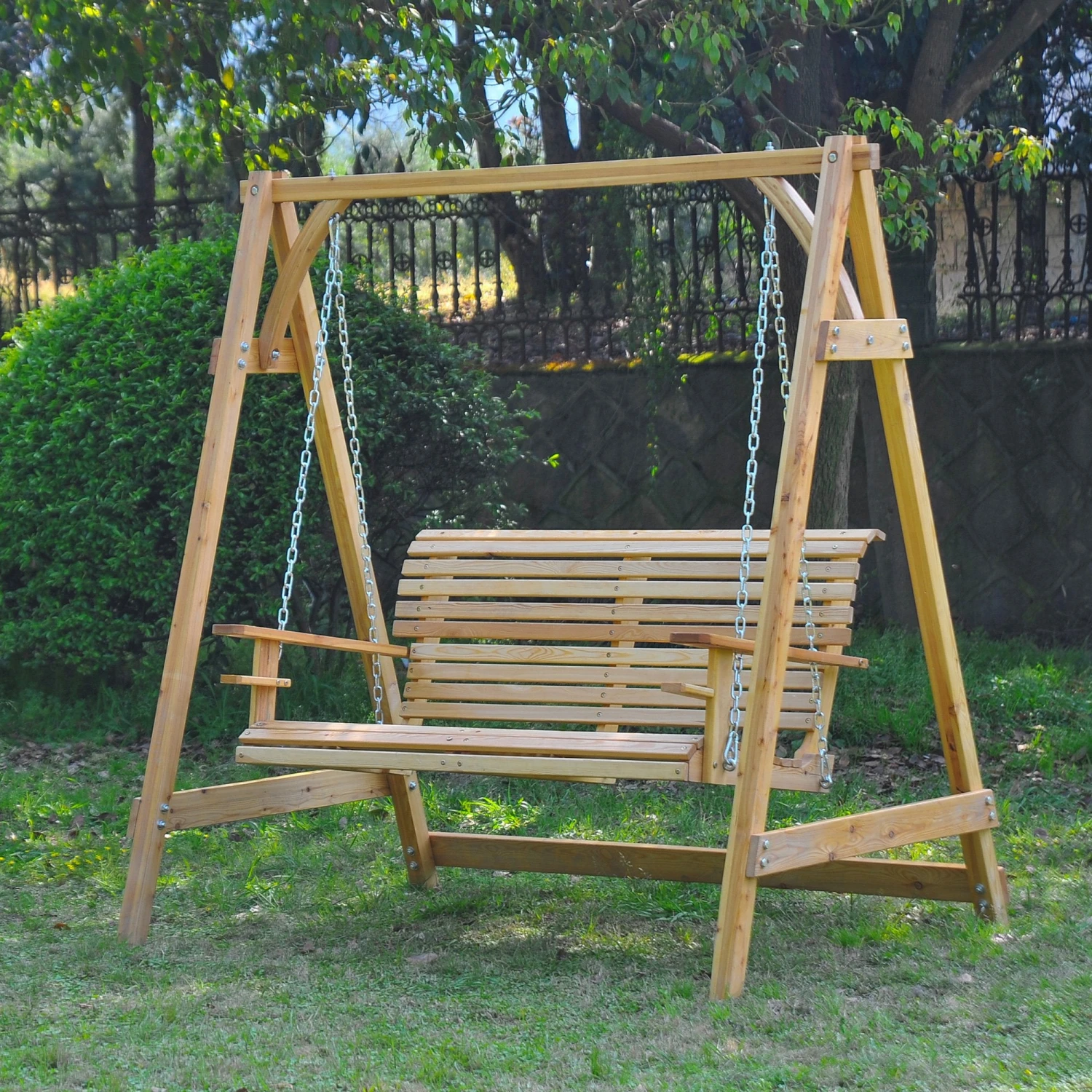 Outsunny 2 Seater Wooden Swing Bench 5 Outsunny 2 Seater Wooden Swing Bench - Image 5