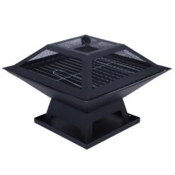 Silver & Stone Outdoor Fire Pit & BBQ Grill - Barbecue Grill Outdoor