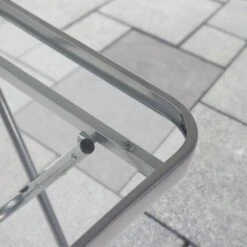Silver & Stone Folding Side Table With Glass Top 40cm X 40cm X 46cm -OUTSUNNY Store MicrosoftTeams image 412