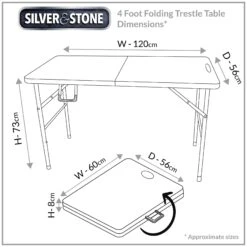 Silver & Stone Folding Trestle Table 4ft 120 X 56 X 73cm - White -OUTSUNNY Store MicrosoftTeams image 636 6553d6db 355b 4c66 a22d 44fd7086268a