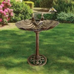 Silver & Stone Outdoor Bird Bath Clam Style 80cm - Bronze Effect -OUTSUNNY Store MicrosoftTeams image 662