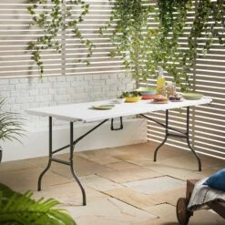 Silver & Stone Folding Camping Trestle Table 6ft 180 X 75 X 73cm - White -OUTSUNNY Store MicrosoftTeams image 690