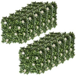 Outsunny Faux Green Floral Wall Trellis - 12 Pieces
